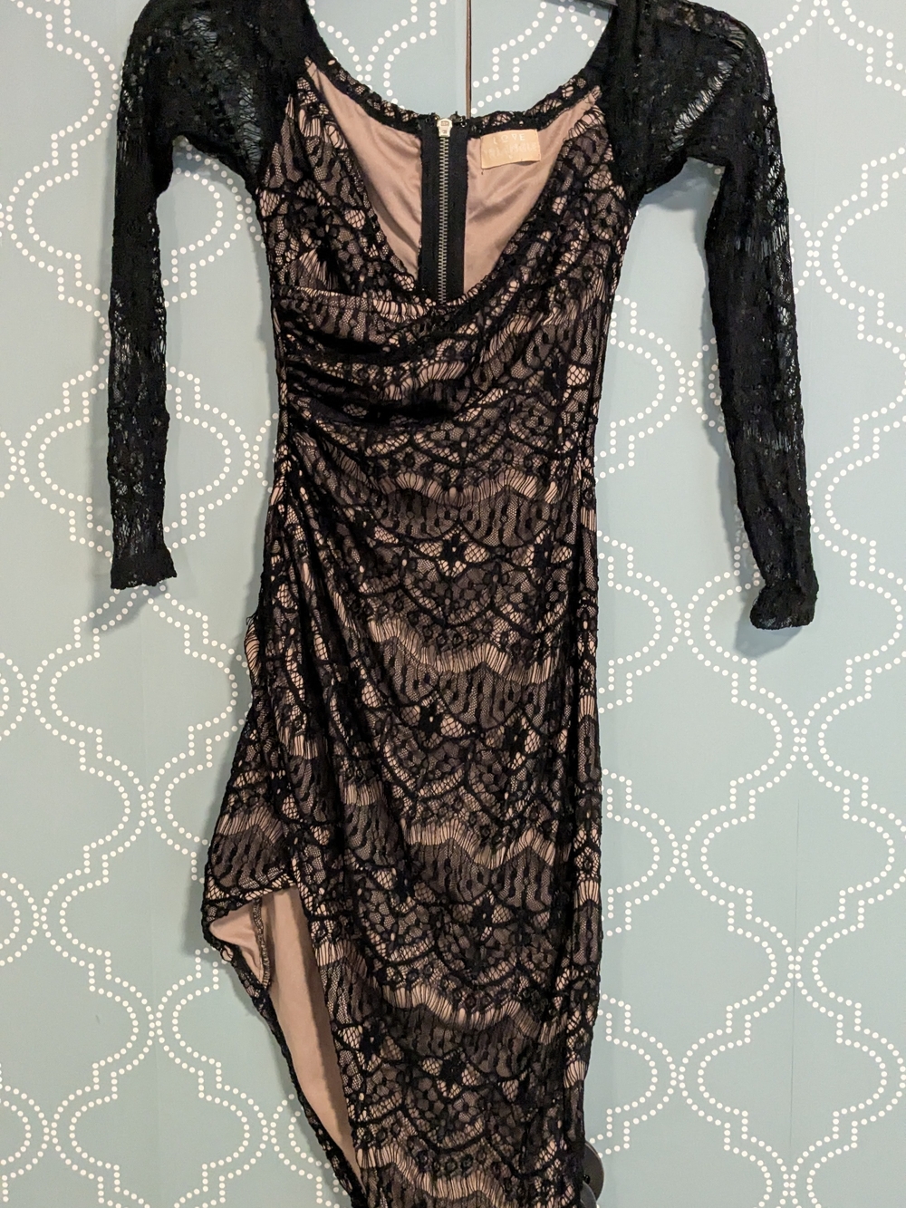 Black Lace Overlay Sheath Dress
